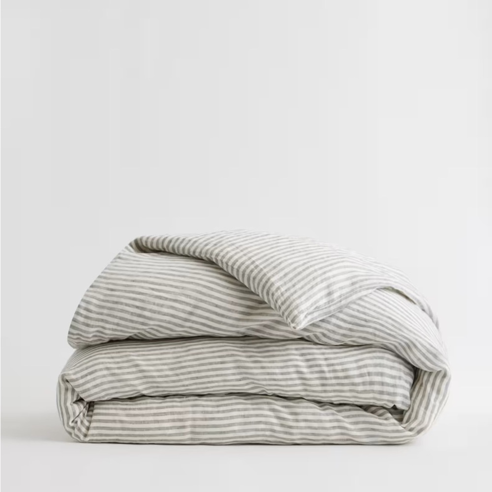 Quince Striped Gray Duvet Cover
